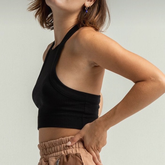 OB1227159 Intimately by Free People Catch Up black y-back brami XS NEW NWT - Picture 3 of 5